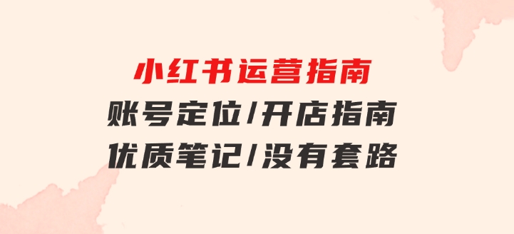 小红书运营指南，账号定位/开店指南/优质笔记/没有套路，全是经验-柚子资源网