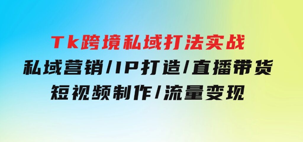 Tk跨境私域打法实战：私域营销/IP打造/直播带货/短视频制作/流量变现-柚子资源网