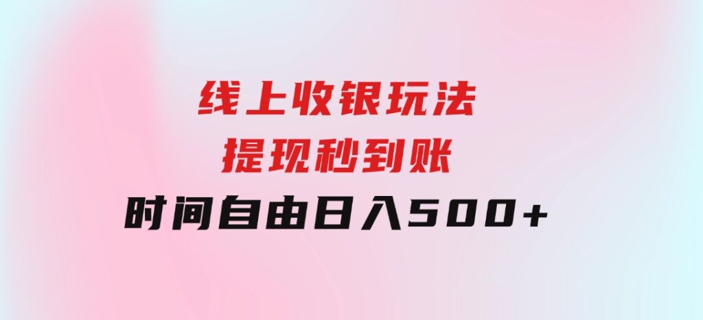 线上收银玩法，提现秒到账，时间自由，日入500+-柚子资源网