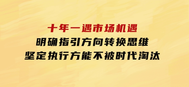 十年一遇市场机遇，明确指引方向，转换思维，坚定执行，方能不被时代-柚子资源网