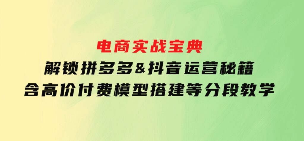 电商实战宝典解锁拼多多&抖音运营秘籍含高价付费模型搭建等分段教学-柚子资源网
