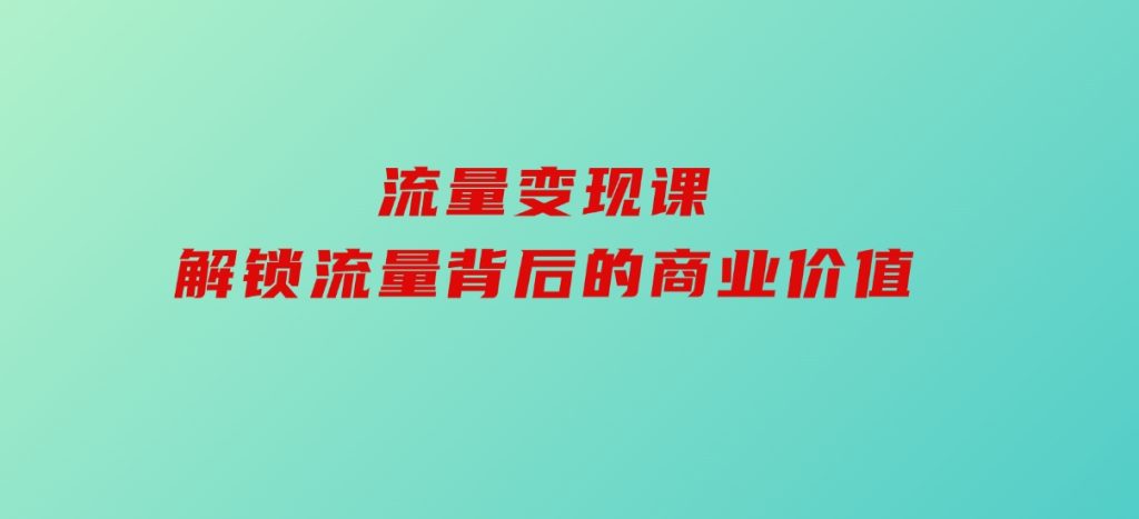 流量变现课，解锁流量背后的商业价值-柚子资源网