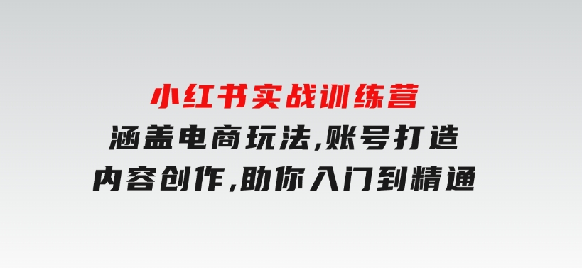 小红书实战训练营，涵盖电商玩法,账号打造,内容创作,助你入门到精通-柚子资源网