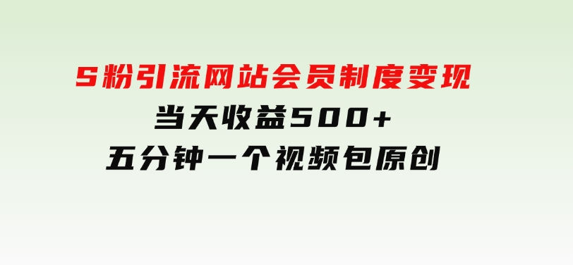 S粉引流网站会员制度变现，当天收益500+五分钟一个视频视频包原创-柚子资源网