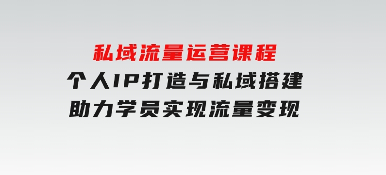 私域流量运营课程，个人IP打造与私域搭建，助力学员实现流量变现-柚子资源网