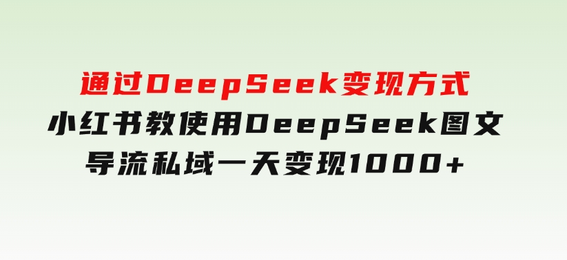 通过DeepSeek变现方式，小红书教使用DeepSeek图文，导流私域一天变现1000+-柚子资源网
