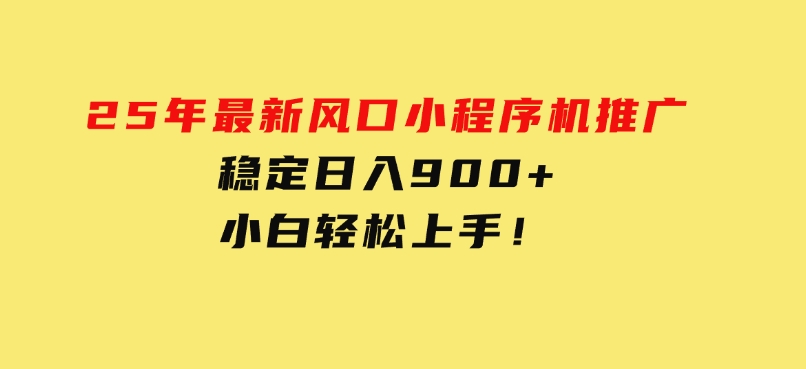 25年最新风口，小程序机推广，稳定日入900+，小白轻松上手！-柚子资源网