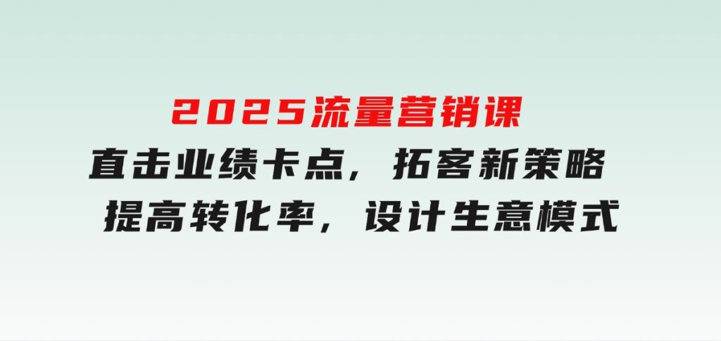 2025流量营销课：直击业绩卡点,拓客新策略,提高转化率,设计生意模式-柚子资源网