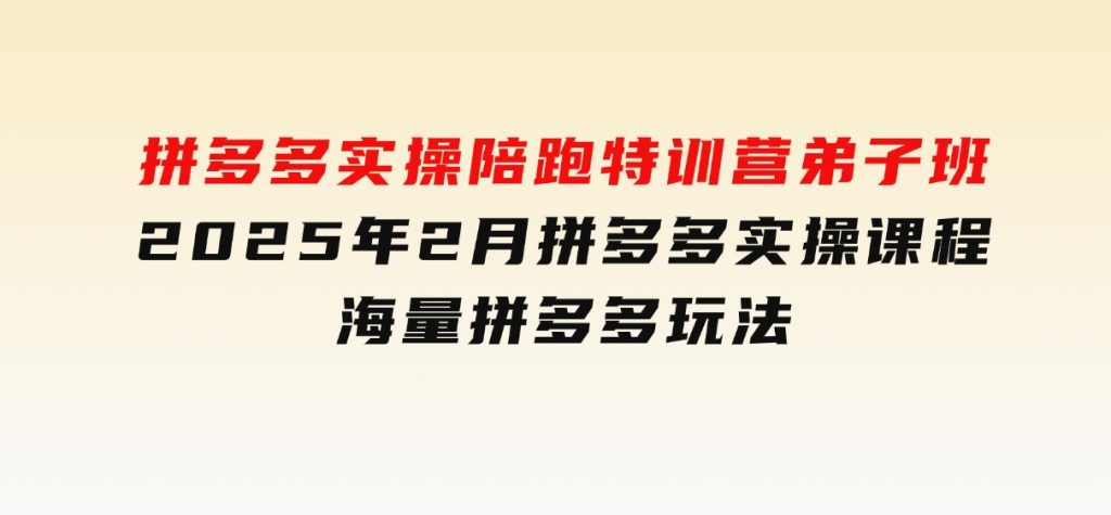 拼多多实操陪跑特训营弟子班，2025年2月拼多多实操课程，海量拼多多玩法-柚子资源网