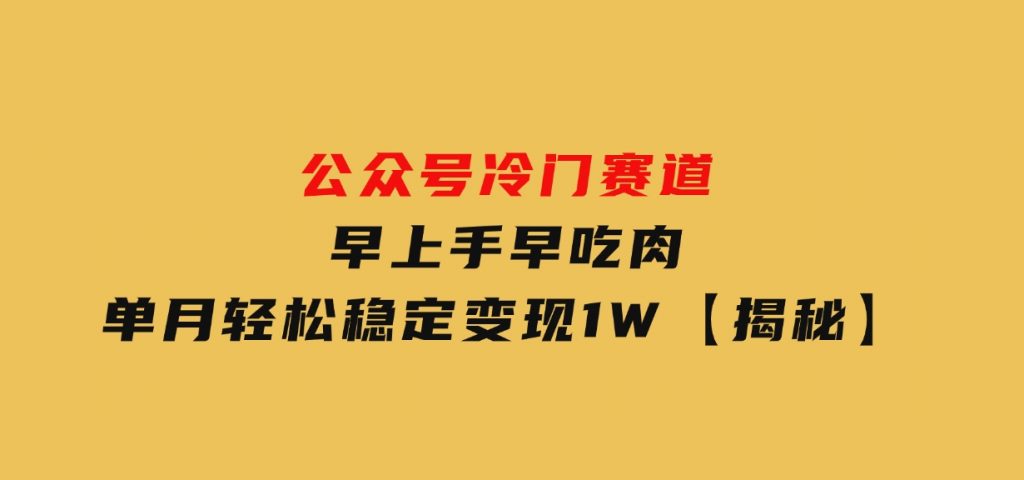公众号冷门赛道，早上手早吃肉，单月轻松稳定变现1W【揭秘】-柚子资源网
