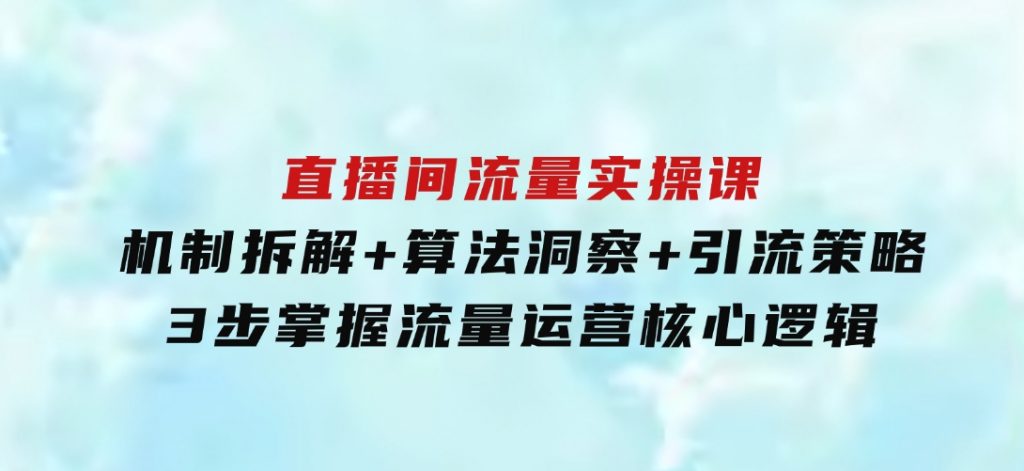 直播间流量实操课：机制拆解+算法洞察+引流策略，3步掌握流量运营核心逻辑-柚子资源网
