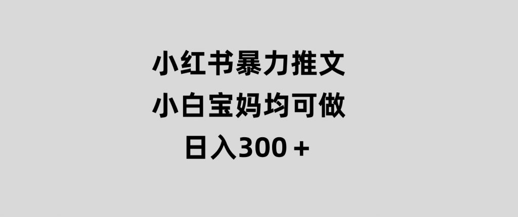 小红书暴力推文，小白宝妈均可做，日入300＋-柚子资源网