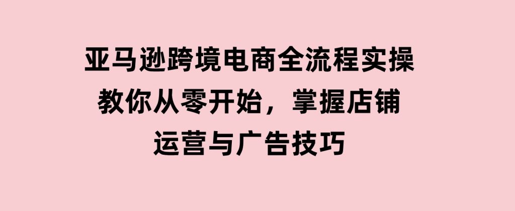 亚马逊跨境电商全流程实操，教你从零开始，掌握店铺运营与广告技巧-柚子资源网