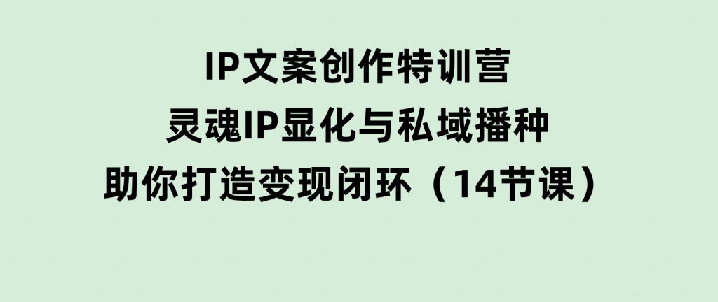IP文案创作特训营，灵魂IP显化与私域播种，助你打造变现闭环（14节课）-柚子资源网