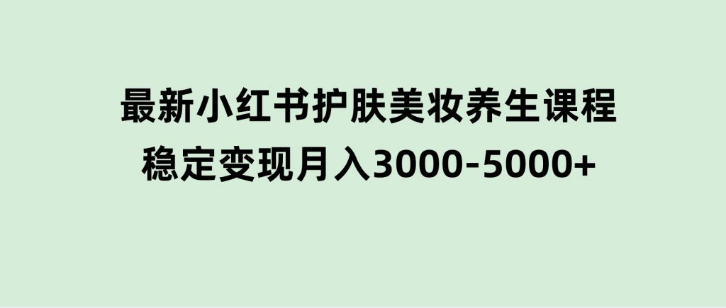 创业+副业必看最新小红书护肤美妆养生课程，稳定变现月入3000-5000+-柚子资源网