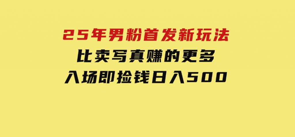 25年男粉首发新玩法比卖写真赚的更多入场即捡钱日入500-柚子资源网