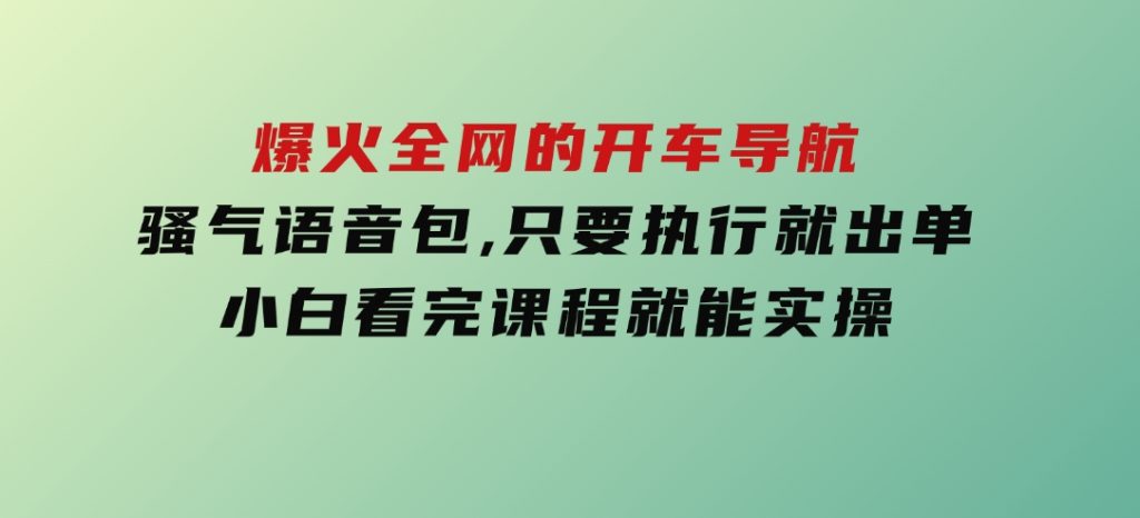 爆火全网的开车导航骚气语音包,只要执行就出单，小白看完课程就能实操-柚子资源网