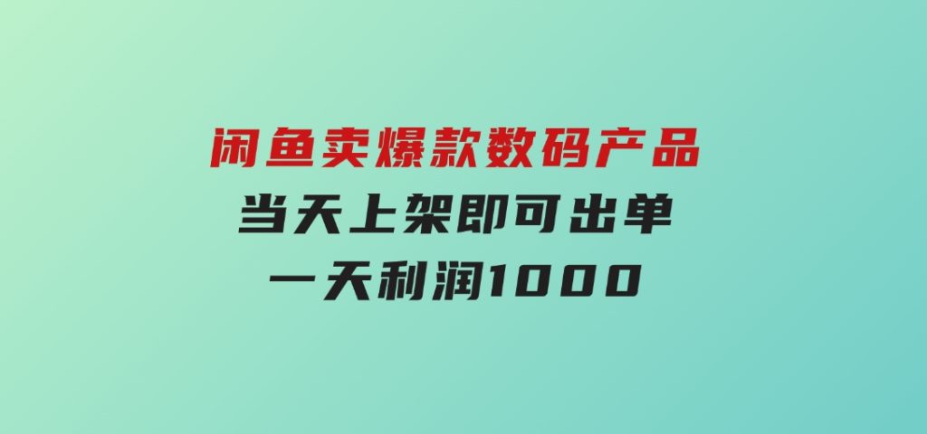 闲鱼卖爆款数码产品，当天上架即可出单，一天利润1000-柚子资源网