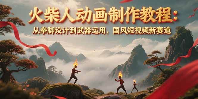（15171期）火柴人动画制作教程：从拳脚设计到武器运用，国风短视频新赛道-柚子资源网