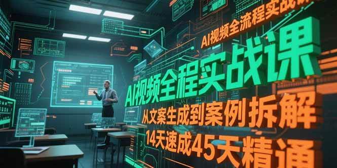（15172期）AI视频全流程实战课，从文案生成到案例拆解，14天速成45天精通-柚子资源网