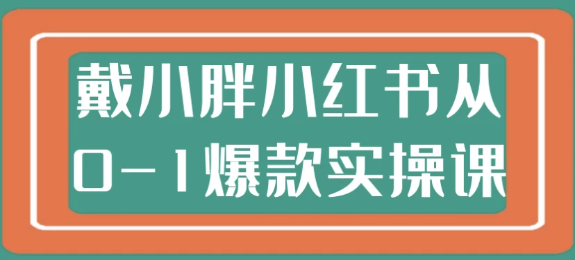 戴小胖小红书从0-1爆款实操课-柚子资源网