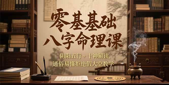 （15283期）零基础八字命理课，阴阳五行+十神解读，通俗易懂拒绝假大空教学-柚子资源网