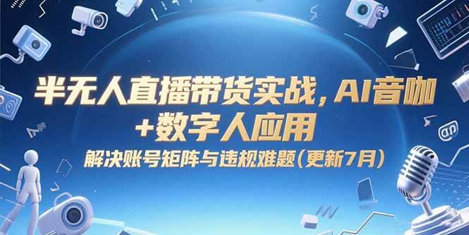 （15280期）半无人直播带货实战，AI音咖+数字人应用解决账号矩阵与违规难题(更新7月)-柚子资源网