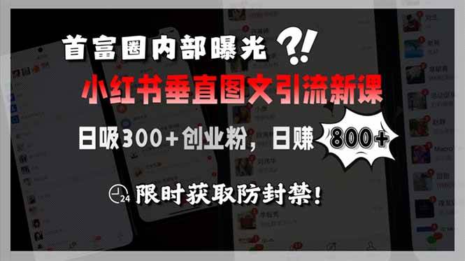 （15313期）首富圈内部曝光小红书垂直图文引流新课，日吸300+创业粉，日赚800+，限…-柚子资源网