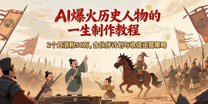 （15336期）AI历史人物赛道课程，2个月涨粉56万，含伙伴计划与收徒运营策略-柚子资源网