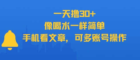 一天撸30+，像喝水一样简单，手机看文章，可多账号操作-柚子资源网