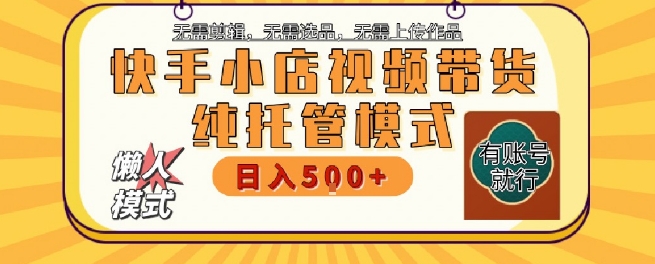 快手小店托管代运营，无需剪辑，无需选品，无需上传作品，全程无需操作，轻松月入5k+【揭秘】-柚子资源网