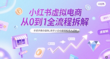 小红书虚拟电商从0到1全流程拆解，手把手教你复制，新手小白也能轻松月入过W-柚子资源网