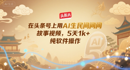 在头条号上用AI生民间故事视频，5天1k+，纯软件操作-柚子资源网