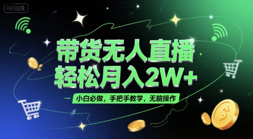 带货无人直播，轻松月入2W+，小白必做，手把手教学，无脑操作(附学习资料)-柚子资源网