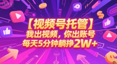 【视频号托管】我出视频，你出账号，每天5分钟发布，最高躺挣2W+【揭秘】-柚子资源网