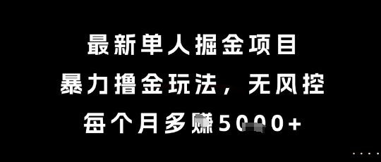 最新单人掘金项目，暴力撸金玩法，无风控，每个月多挣5k+【揭秘】-柚子资源网