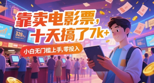 靠卖电影票，十天搞了7k+，小白无门槛上手，零投入【揭秘】-柚子资源网