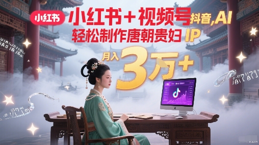 小红书+视频号+抖音，AI轻松制作唐朝贵妇IP，每天30分钟，轻松产出N条，月入3W+-柚子资源网