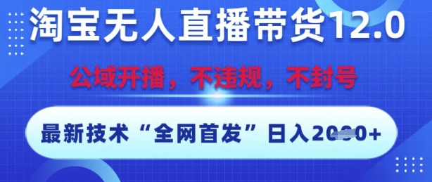 淘宝无人直播带货12.0，最新技术，不封号，不违规，操作简单，开播爆单，日入多张【揭秘】-柚子资源网