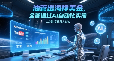 油管出海挣美金，全部通过AI自动化实操，从0到1实现月入过W-柚子资源网