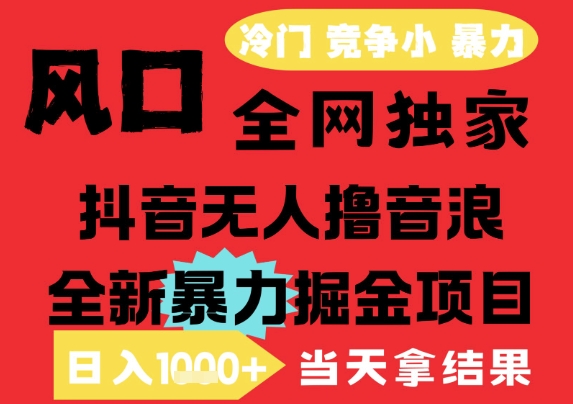 25年6月高爆抖音无人直播最新撸音浪掘金项目，解放双手小白可做，无脑日入1k+，门槛低【揭秘】-柚子资源网