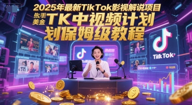 2025年最新TikTok影视解说项目，新手也能挣美金，TK中视频计划保姆级教程-柚子资源网