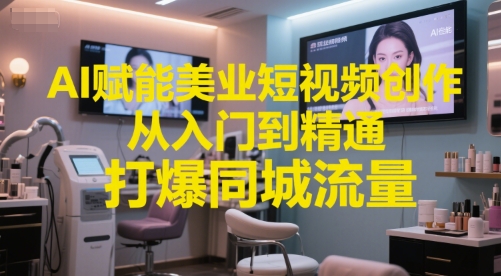 AI赋能美业短视频创作，从入门到精通，打爆同城流量，超级AI工具短视频实操落地-柚子资源网