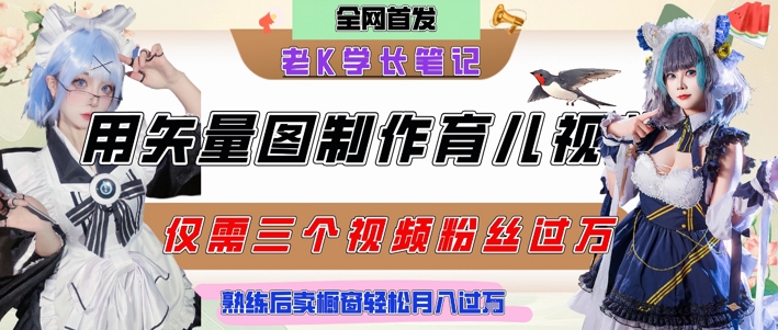用矢量图制作育儿知识，条条爆款，每条点赞破万，实操仅需10分钟，卖育儿资料轻松月入过1W-柚子资源网
