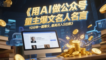 用AI做公众号流量主爆文名人名言，10分钟一篇爆文，最高月入5位数-柚子资源网
