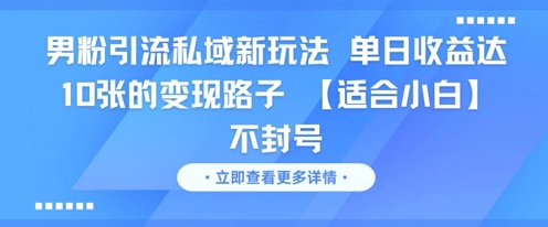 男粉引流私域新玩法，单日收益达10张的变现路子【适合小白】不封号-柚子资源网
