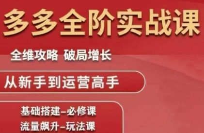 拼多多全阶实战课程，全维攻略，破局增长，从新手到运营高手-柚子资源网