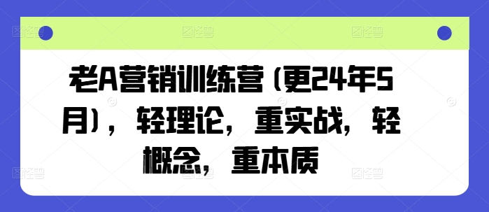 老A营销训练营(更25年6月)，轻理论，重实战，轻概念，重本质-柚子资源网