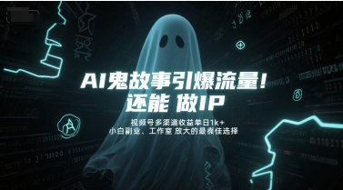 AI鬼故事引爆流量，还能做IP，视频号多渠道收益单日1k+，小白副业、工作室放大的最佳选择-柚子资源网