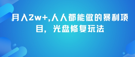 月入2w+，人人都能做的暴利项目，光盘修复玩法-柚子资源网